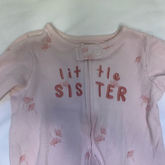 Just One You Carter’s 6m little sister pjs - pink and mauve with flowers - Picture 2 of 5